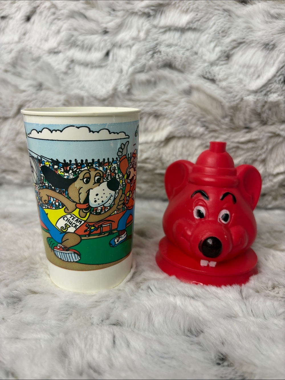 Chuck E. Cheese Vintage Cup Set. 1995. ShowBiz Pizza Time